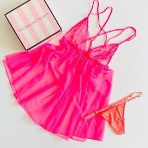 Victoria's Secret Pink Chemise with Spaghetti Straps and Sheer Fabric